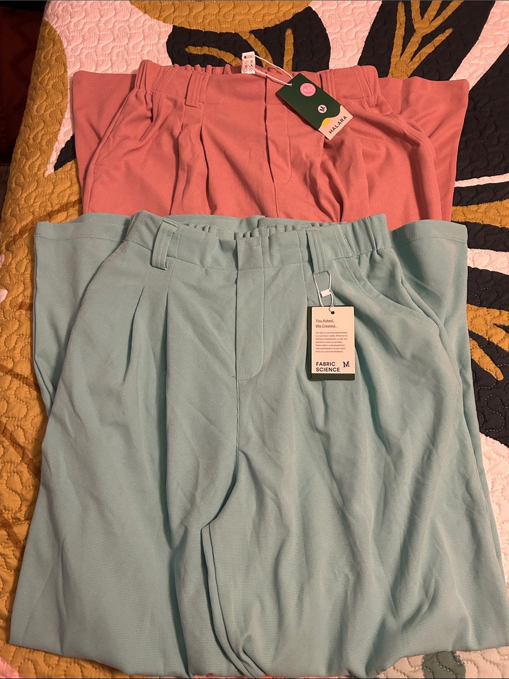 Bundle 2 HALARA Wide Leg Waffle Knit Casual Pants M Regular